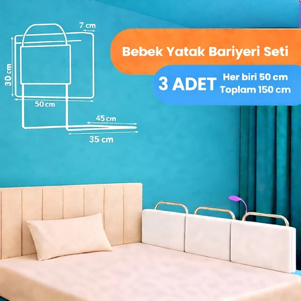 MİRALAY Yeni Nesil Yatak Bariyeri 50 x 30 cm Beyaz ( 3 Adet) ürün görseli 1
