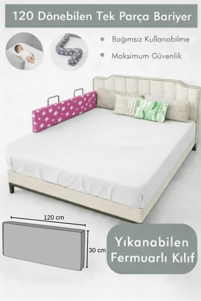 Miralay Yeni Nesil Yatak Bariyeri 120 cm Pembe Yıldız ürün görseli 1
