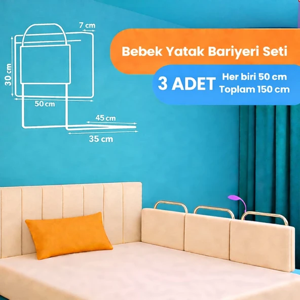 MİRALAY Yeni Nesil Yatak Bariyeri 50 x 30 cm Bej ( 3 Adet) ürün görseli 1