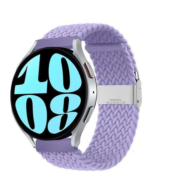 Sneezy Huawei Watch GT3 Pro 43mm İle Uyumlu 20mm Metal Klips Solo Fiberlink Örgü Kordon  Lila ürün görseli 1