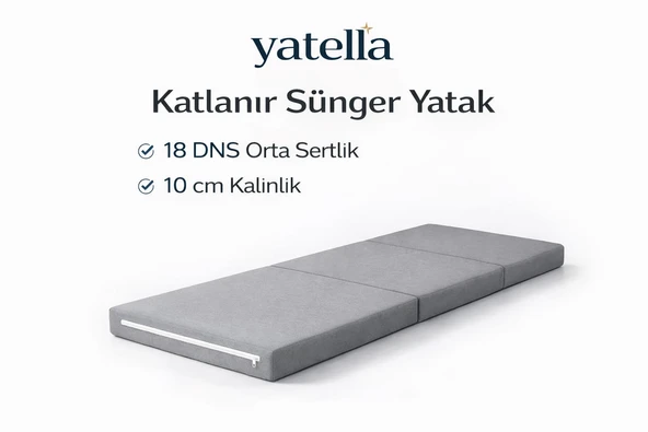 Yatella Katlanır Micro Cotton Sünger Yer Yatağı ve Minderi 10 cm 18 DNS Orta Sertlik Sünger ürün görseli 1