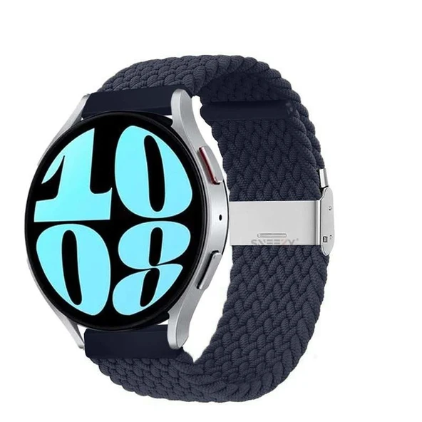 Sneezy Huawei Watch GT3 Pro 43mm İle Uyumlu 20mm Metal Klips Solo Fiberlink Örgü Kordon  Lacivert ürün görseli 1