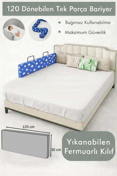 Miralay Yeni Nesil Yatak Bariyeri 120 cm Mavi Yıldız ürün görseli 1
