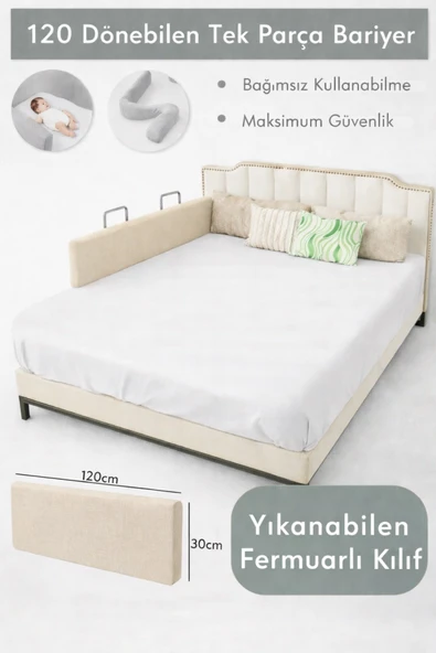 Miralay Yeni Nesil Yatak Bariyeri 120 cm Bej ürün görseli 1