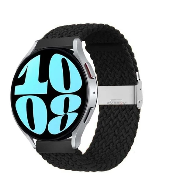 Sneezy Huawei Watch GT3 Pro 43mm İle Uyumlu 20mm Metal Klips Solo Fiberlink Örgü Kordon  Siyah ürün görseli 1
