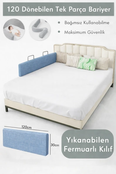 Miralay Yeni Nesil Yatak Bariyeri 120 cm Mavi ürün görseli 1