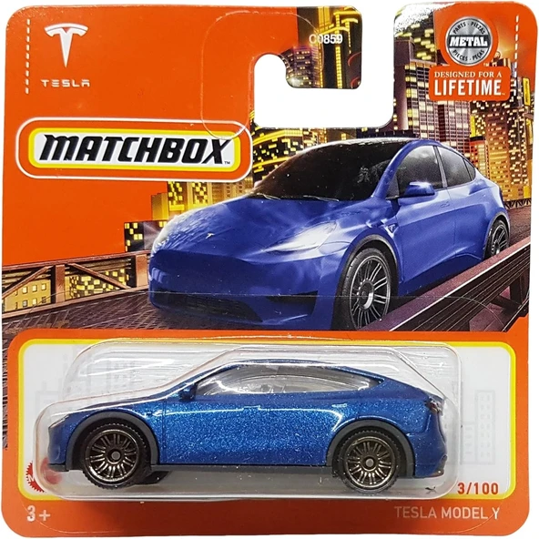 Matchbox - Tesla Model Y - Mbx Metro 3/100 - Hvn74 - Kısa Kart - Mavi Metalik - Superfast Lesney - M ürün görseli 1