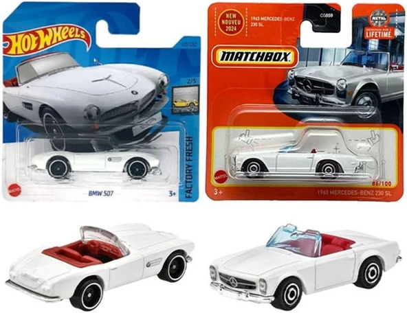 Hot Wheels 2 Araç Set - Hot Wheels Bmw 507 & Matchbox 1963 Mercedes-Benz 230 Sl (1/64), Oyuncak Arab ürün görseli 1