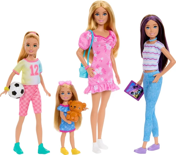 Mattel Barbie Bebek Seti, Kıyafet Ve Aksesuarlarla, Barbie, Skipper, Stacie Ve Chelsea Dahil ürün görseli 1