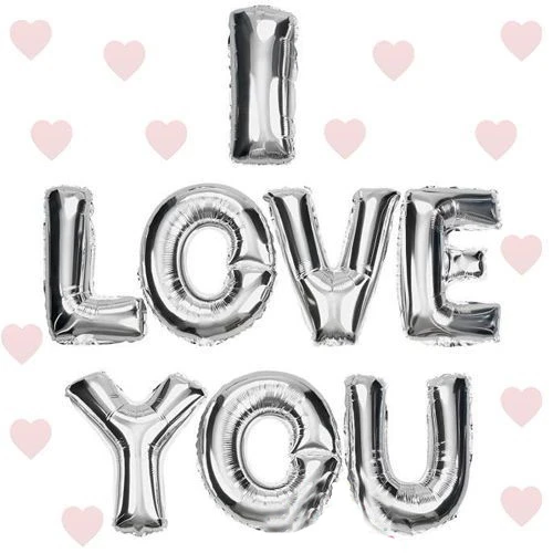 I Love You Folyo Balon Gümüş Renk 35 CM ürün görseli 1