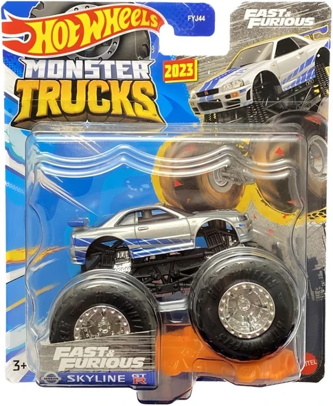 Hot Wheels Nissan Skyline Gt-R R34 Fast & Furious Hot Wheels Monster Trucks 2023, Oyuncak Araba ürün görseli 1