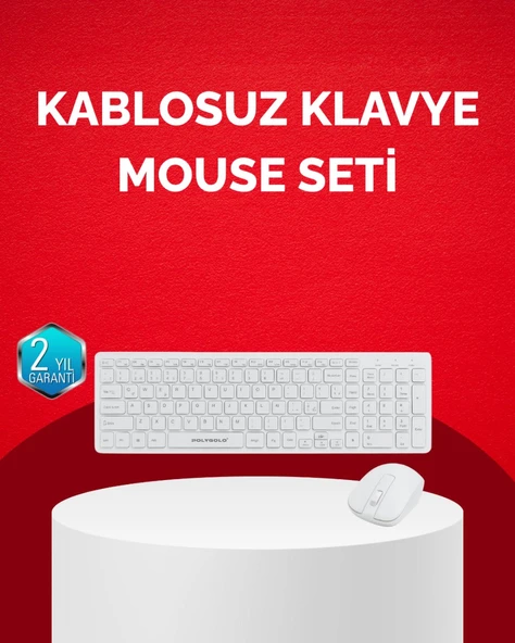Tam Boy Kablosuz Klavye Mouse Seti - Gelişmiş Bağlantı ve Sessiz Performans ürün görseli 1