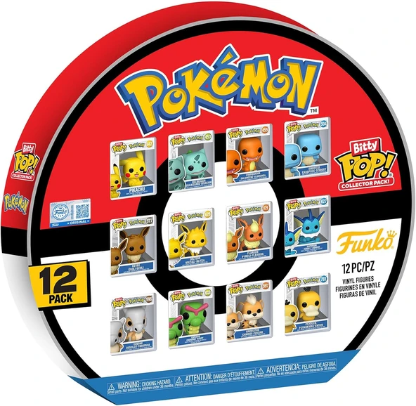 Funko Bitty Pop! Pokemon - 12'Li Paket - Pikachu, Eveee, Charmander, Squirtle Ve Diğer 7/8" Mini Kol ürün görseli 1