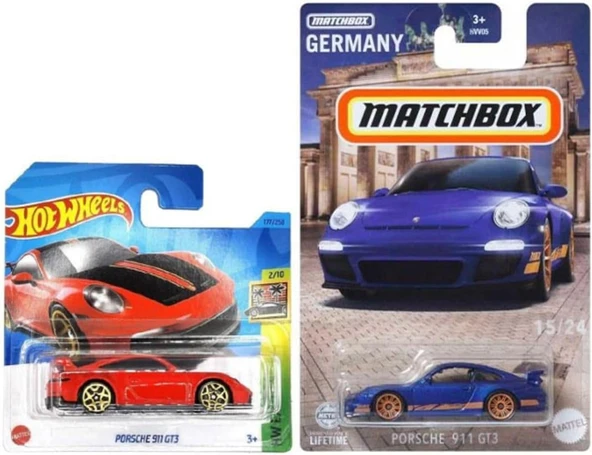 Hot Wheels 2 Araç Porsche 911 Gt3 Set - Hot Wheels & Matchbox (1/64), Oyuncak Araba ürün görseli 1