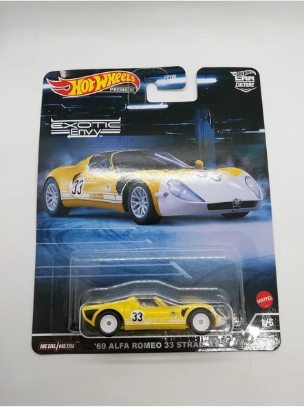 Hot Wheels Premium '69 Alfa Romeo 33 Stradale Exotic Envy, Oyuncak Araba ürün görseli 1