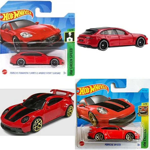 Hot Wheels Porsche 911 Gt3 & Porsche Panamera Turbo S E-Hybrid Sport Turismo 2 Araç Set (1:64), Oyun ürün görseli 1