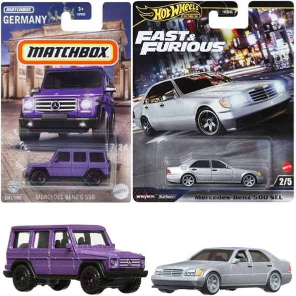 Hot Wheels 2 Araç Mercedes Benz Set - Hot Wheels Premium 500 Sel & Matchbox G 550 (1/64), Oyuncak Ar ürün görseli 1
