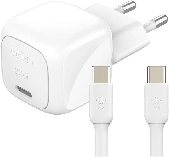 Belkin Boostcharge Kompakt Duvar Şarj Cihazı 30 W, Seyahat Dostu Usb-C Power Delivery Hızlı Şarj, Ip ürün görseli 1