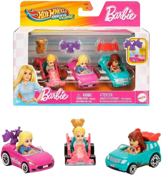 Hot Wheels Jdg45 Racerverse Barbie 3 Lü Araba Seti ürün görseli 1