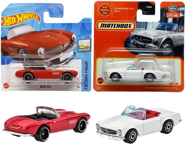 Hot Wheels 2 Araç Set - Hot Wheels Bmw 507 & Matchbox 1963 Mercedes-Benz 230 Sl (1/64) Kb, Oyuncak A ürün görseli 1
