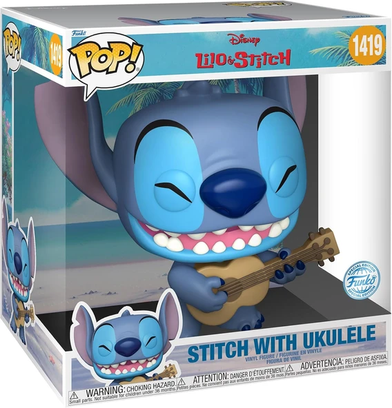 Funko Pop! Jumbo: Stitch - Ukele Ile - Disney: Lilo & Stitch - Koleksiyon Vinil Figür - Hediye Fikri ürün görseli 1