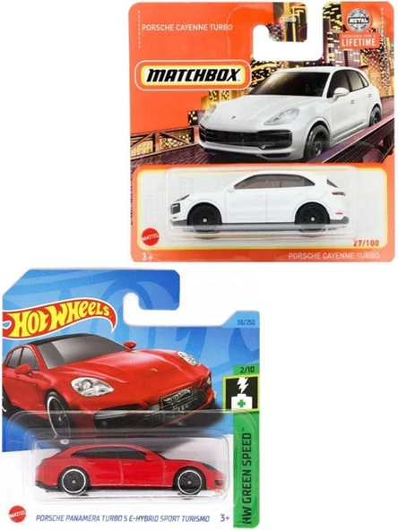 Hot Wheels 2 Araç Porsche Set - Hot Wheels Panamera Turbo S & Matchbox Cayenne Turbo (1/64), Oyuncak ürün görseli 1