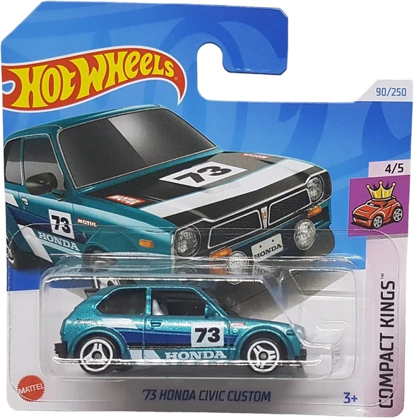 Hot Wheels - ´73 Honda Civic Custom - Compact Kings 4/5 - Htd62 - Short Card - Motul - Turkuaz Metal ürün görseli 1