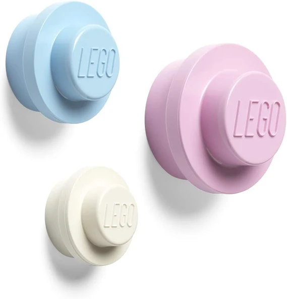 Room Copenhagen Lego Duvar Kancası, 3 Adet (Beyaz, Açık Mavi, Pembe) ürün görseli 1