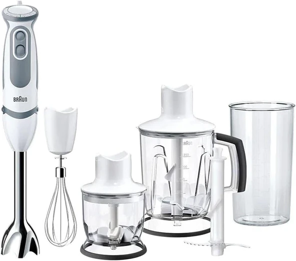 Braun Multiquick 5 El Blenderi Mq5245Wh, 1000 W, 1.25 L, 600 Ml Ve 350 Ml Hazne, Beyaz ürün görseli 1