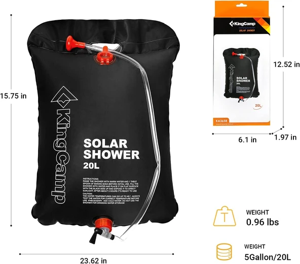 Kingcamp Solar Shower 20 L Kamp Duşu - Resim 2