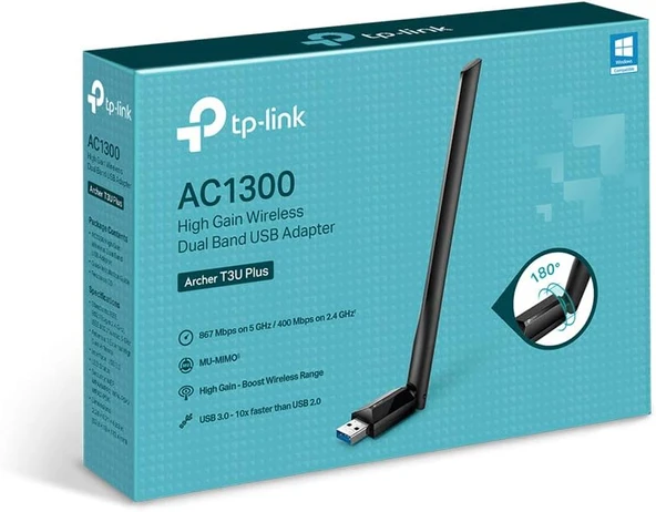 Tp-Link Archer T3U Plus, Ac600 Mbps Antenli Wireless Usb Adaptör - Resim 7