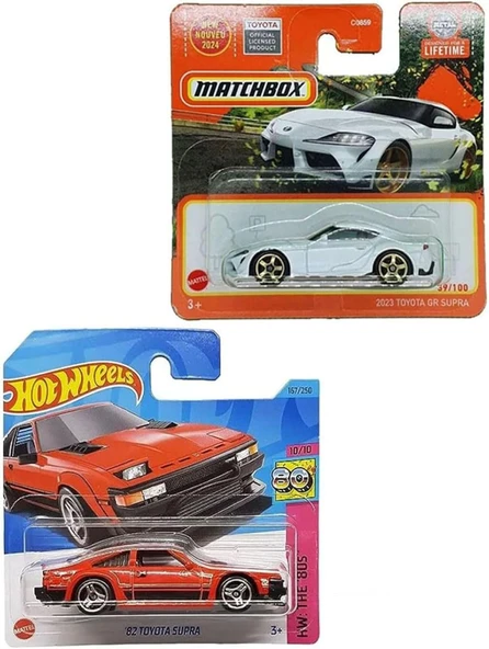 Hot Wheels 2 Araç Set - Hot Wheels '82 Toyota Supra & Matchbox 2023 Toyota Gr Supra (1/64), Oyuncak ürün görseli 1