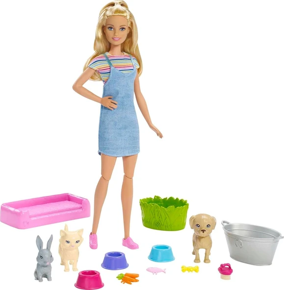 Barbie Fxh11 Barbie Ve Hayvanları Banyo Eğlencesinde Oyun Seti ürün görseli 1