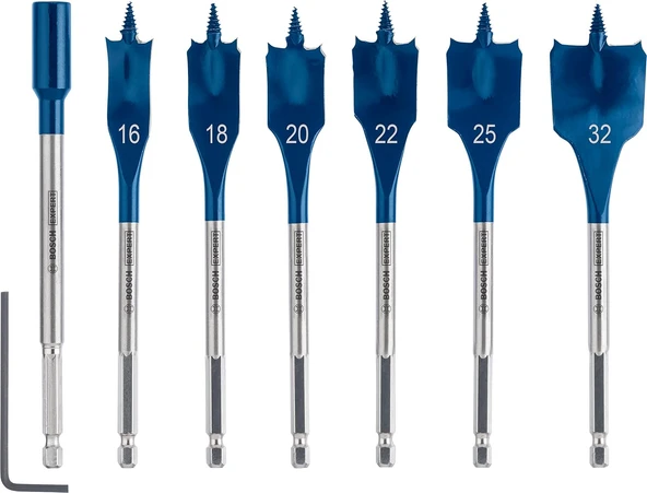 Bosch 7 X Expert Self Cut Speed Yassı Freze Matkap Seti (Yumuşak Ahşap, Sunta, Çap 16 – 32 Mm, Profe ürün görseli 1