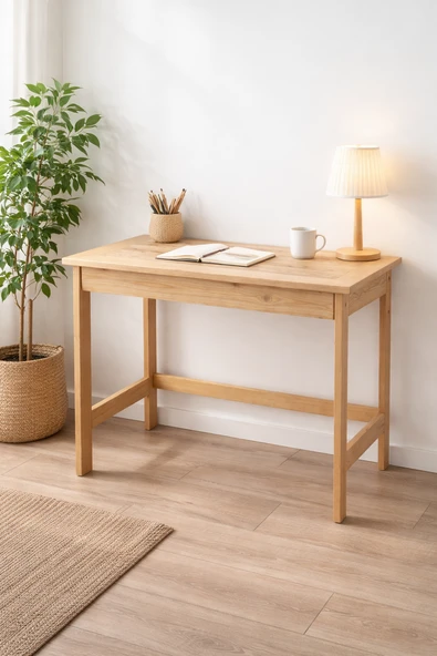 Masif Çam Ahşap 50X70 Çalışma Masası El Yapımı Minimal Doğal Masa, Dayanıklı Yazı Masası, Bilgisayar Masası, Ofis Masası ürün görseli 1