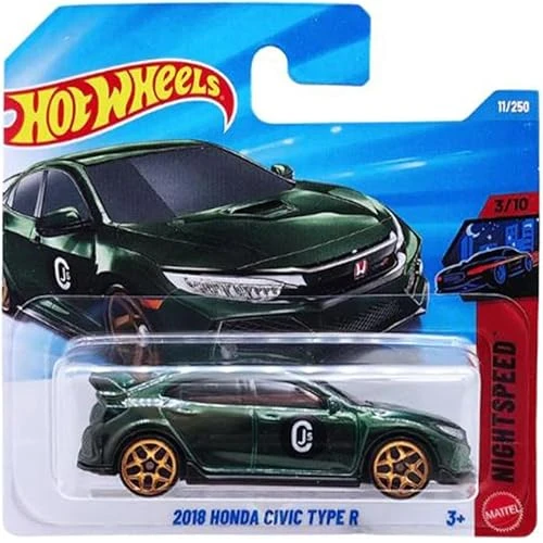 Hot Wheels 2018 Honda Civic Type R - Dark Green - Short Card - Jjk87 (1/64) ürün görseli 1