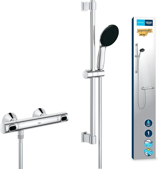Grohe Precision Flow Termostatik Duş Bataryası Ve Vitalio Start 110 Sürgülü Duş Seti, 110Mm 1 Akışlı ürün görseli 1