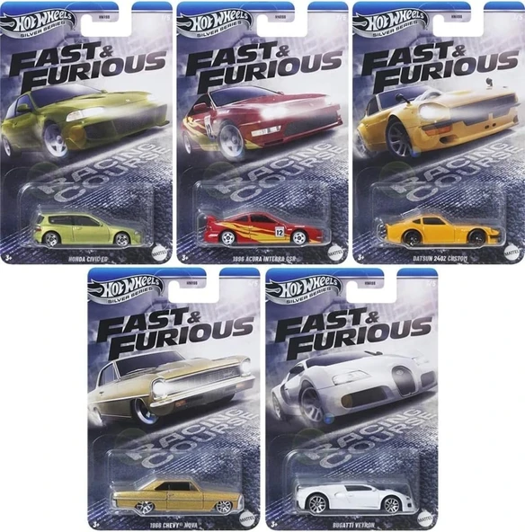 Hot Wheels Uzun Kart Fast & Furious Racing Course 5’Li Set – Civic, Integra, 240Z, Nova, Veyron ürün görseli 1