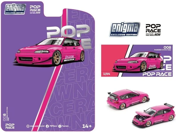 Hot Wheels Pop Race 1/64 Pandem Honda Civic Eg6 - Pembe ürün görseli 1