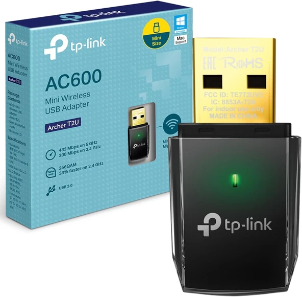 Tp-Link Archer T2U, 600Mbps Kablosuz Dual Band Usb Adaptör ürün görseli 1