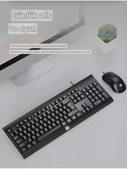 Hp Km100 Kablolu Klavye Mouse Set İngilice Q - Resim 3