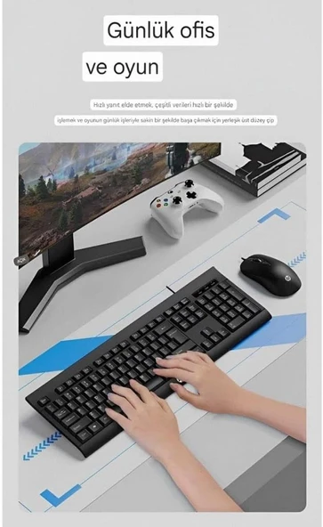 Hp Km100 Kablolu Klavye Mouse Set İngilice Q - Resim 4