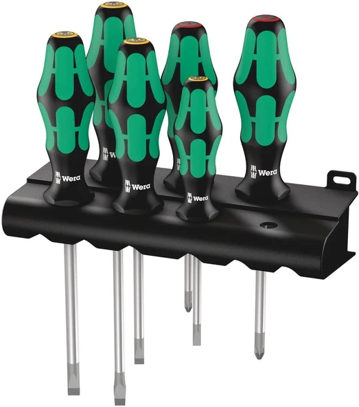 Wera 334/6 Raflı Tornavida Seti Kraftform, Plus Lazer Uç + Raf, 6 Parça, 05105650001 ürün görseli 1