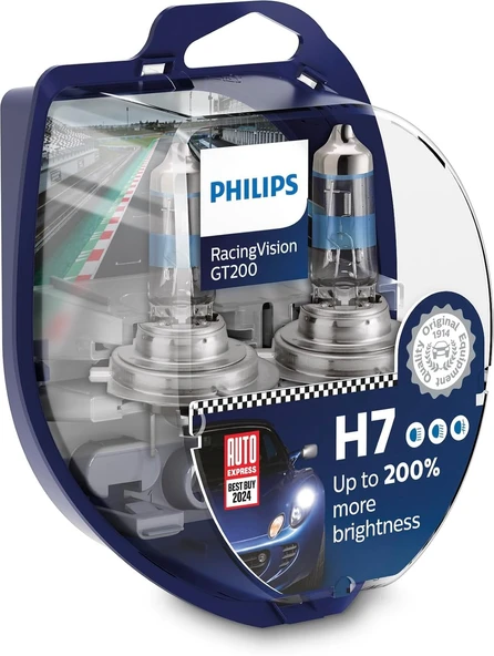 Philips Racingvision Gt200 H7 Far Ampulü+200%, Çift Set ürün görseli 1