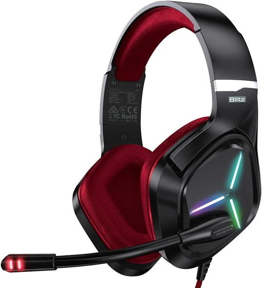 Vertux Oyuncu Kulaklık Stereo 7.1 Surround Kablolu Kulaküstü - Vertux Blitz (Kırmızı) ürün görseli 1