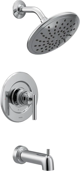 Moen Gibson Krom Posi-Temp Basınç Dengeleme Modern Küvet Ve Duş Trimi 8 İnç Yağmur Duş Vanası Gerekl ürün görseli 1