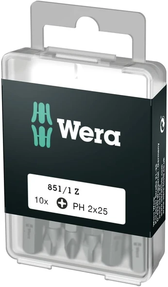 Wera Uç Çeşitleri, 851/1 Z Ph 2 Diy, Ph 2 X 25 Mm (Kutu Başına 10 Uç), 05072401001 ürün görseli 1