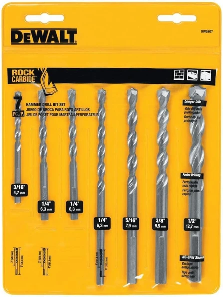 Dewalt Dw5207 7 Parçalı Birinci Sınıf Perküsyon Taş Matkap Ucu Seti ürün görseli 1