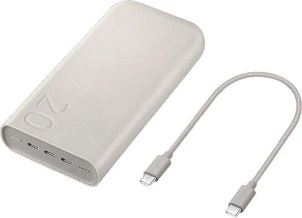 Samsung 20000 Mah 45 Watt Powerbank, Hızlı Şarj, Pd 2.0, 3 Çıkışlı, Kablo Dahil, Bej, 2024 Model ürün görseli 1