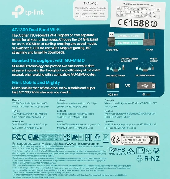 Tp-Link Archer T3U, Ac1300 Mini Wireless Mu-Mimo Usb Adaptör - Resim 7